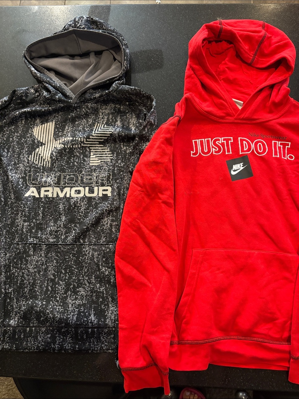 Nike Red "Just Do It" Hoodie And Underarmour Hoodie Boys size XL